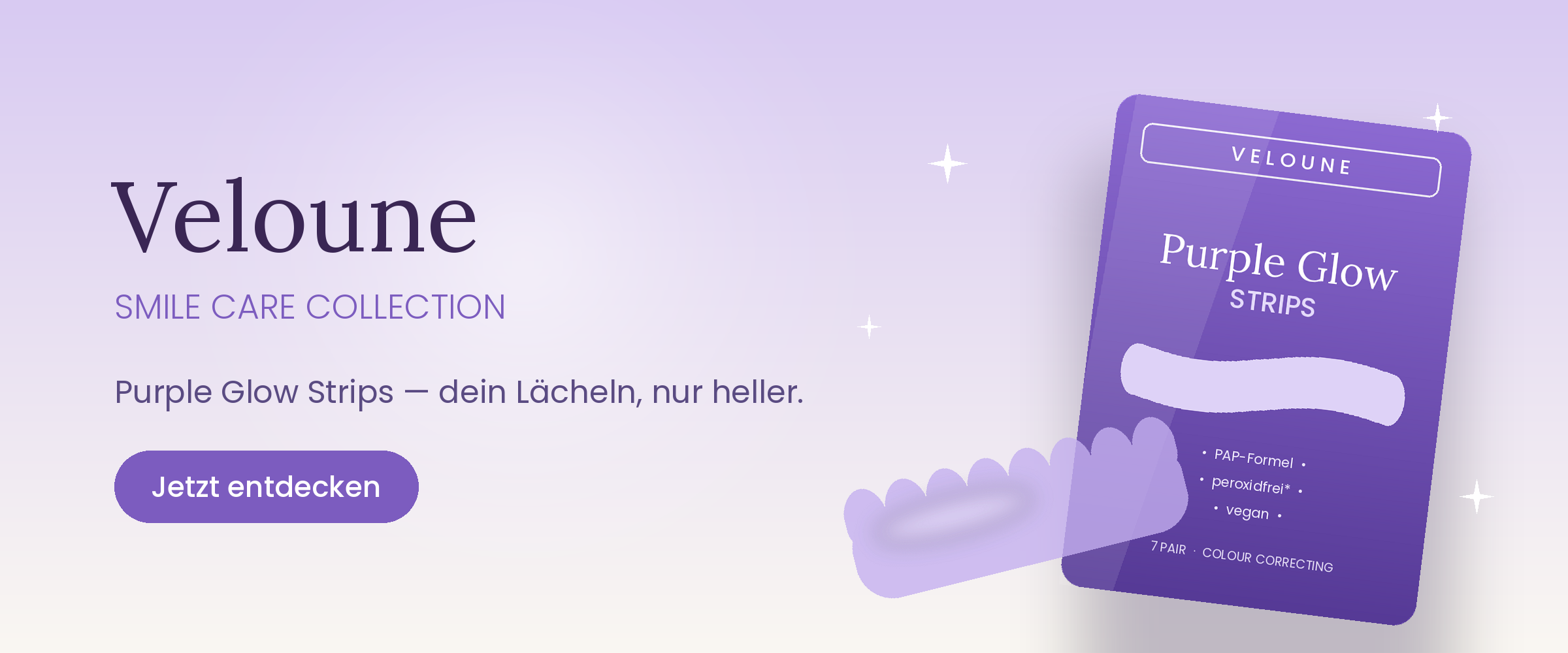 Veloune Purple Glow Strips – Zahnaufhellungsstreifen ohne Peroxid